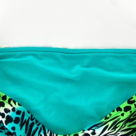 Reversible Swimsuit Bikini Bottoms Juniors Size XS Teal Green Animal Print NWT - Picture 6 of 8